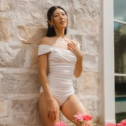 Ivory Off Shoulder One-Piece 15 Ivory Off Shoulder One-Piece -Fashion Swimsuit 369A0013