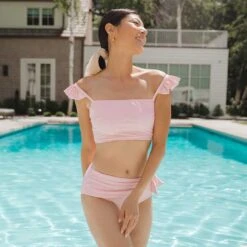 Ballet Pink Bella Crop Top -Fashion Swimsuit 369A0198