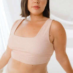 Pink Checkers Olivia Swim Crop -Fashion Swimsuit 369A0504final