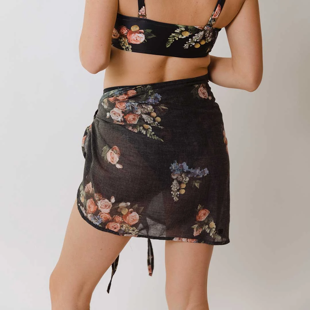 Rose Black Sarong 2 Rose Black Sarong - Image 2