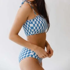 Blue Checkers Smocked Hipster Bottoms -Fashion Swimsuit 369A0778final ab79895b 1acd 43d9 b633 7210049794a5