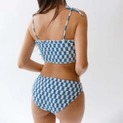 Blue Checkers Smocked Hipster Bottoms -Fashion Swimsuit 369A0780final