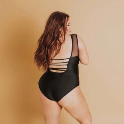 The Maria, Black Mesh One-Piece Swimsuit -Fashion Swimsuit 369A1447 web