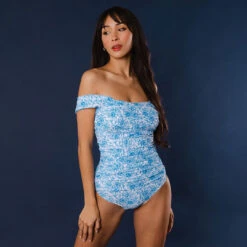 The Mykonos White Off Shoulder One-Piece -Fashion Swimsuit 369A1970final