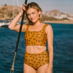 Golden Tiger High-Waisted Bottoms -Fashion Swimsuit 369A2024