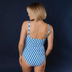Smocked One-Piece, Blue Checkers -Fashion Swimsuit 369A2451final
