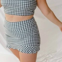 Houndstooth High-Waisted Swim Skirt -Fashion Swimsuit 369A2572final
