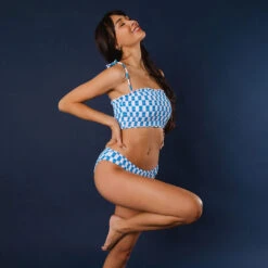 Smocked Swim Crop, Blue Checkers -Fashion Swimsuit 369A2573final