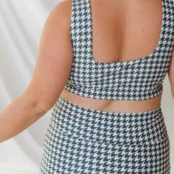 Houndstooth High-Waisted Swim Skirt -Fashion Swimsuit 369A2610final