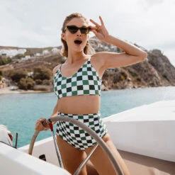 Check Mate Ruched High-Waisted Bottoms 23 Check Mate Ruched High-Waisted Bottoms -Fashion Swimsuit 369A2800final 8b25b40b 7584 42f2 ba43 fbfb19ad18a0