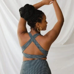 Black Checkers Top Knot -Fashion Swimsuit 369A2846final