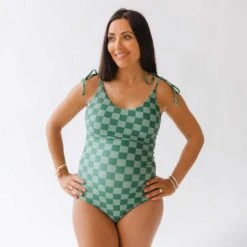 The Natalie One-Piece, Green Check 11 The Natalie One-Piece, Green Check -Fashion Swimsuit 369A2982final