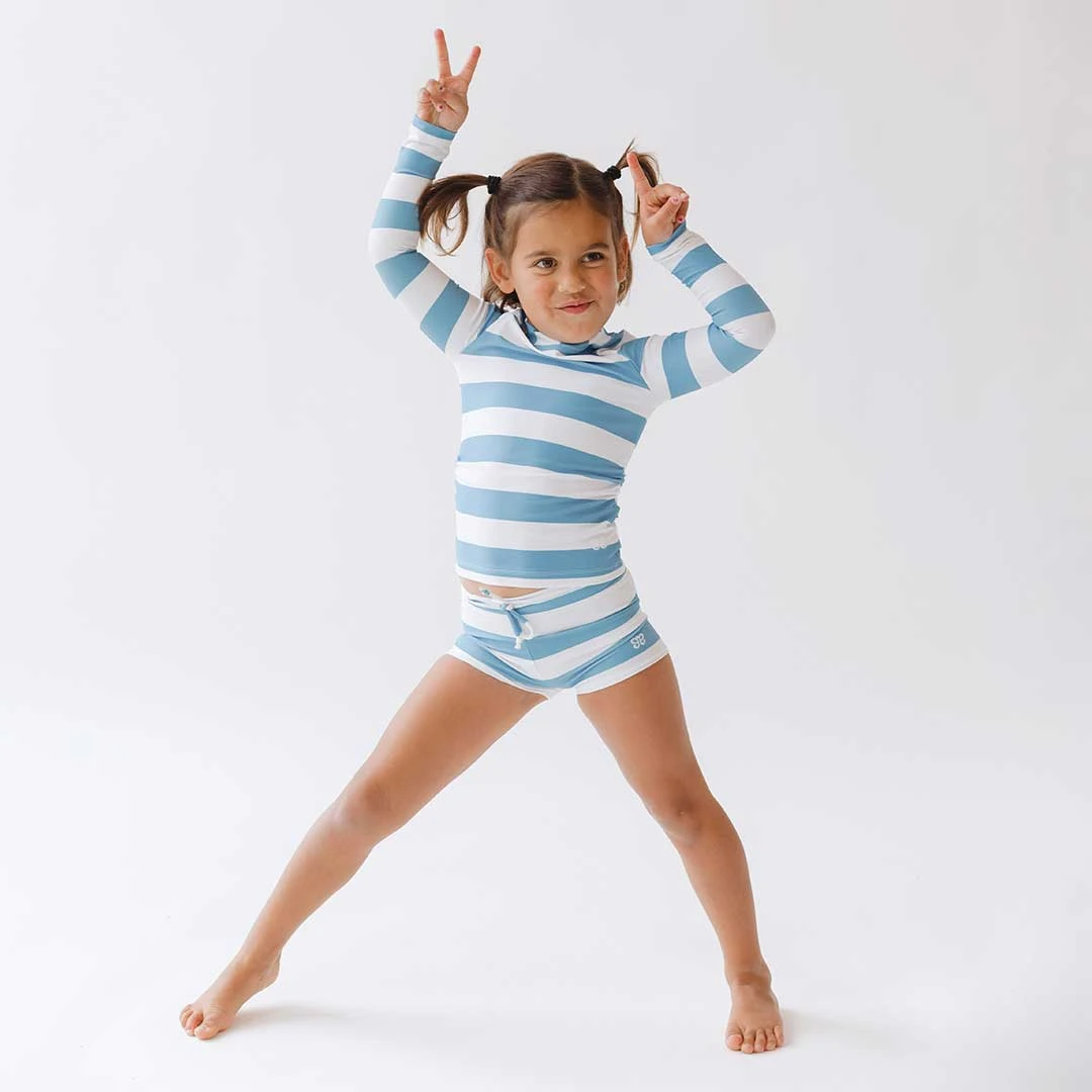 Mini Rash Guard And Shorts Set, Horizon Blue 3 Mini Rash Guard And Shorts Set, Horizon Blue - Image 3