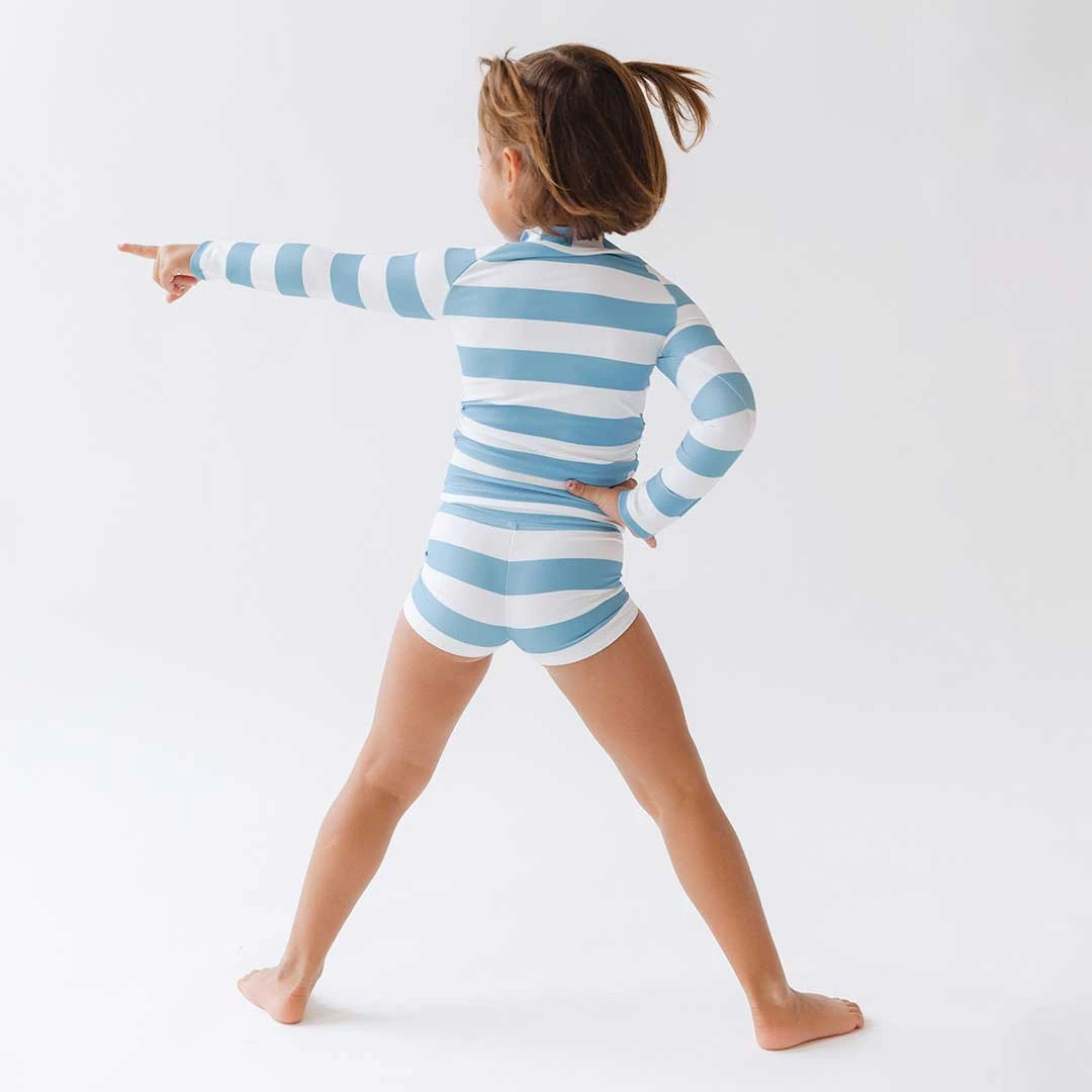 Mini Rash Guard And Shorts Set, Horizon Blue 4 Mini Rash Guard And Shorts Set, Horizon Blue - Image 4