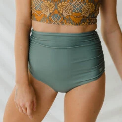 Sea Salt Ruched High-Waisted Bottoms 8 Sea Salt Ruched High-Waisted Bottoms -Fashion Swimsuit 369A3329final