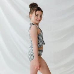 Mini Tied-Up Tankini Set, Houndstooth -Fashion Swimsuit 369A4257final