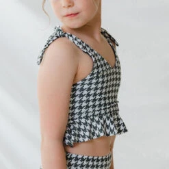 Mini Tied-Up Tankini Set, Houndstooth -Fashion Swimsuit 369A4263final