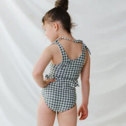 Mini Tied-Up Tankini Set, Houndstooth -Fashion Swimsuit 369A4267final
