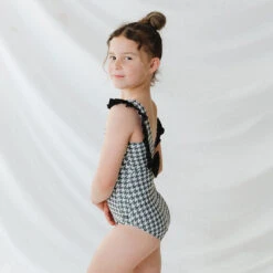 Mini Ruffle One-Piece, Houndstooth -Fashion Swimsuit 369A4394final