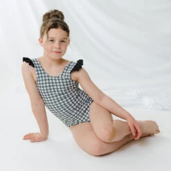 Mini Ruffle One-Piece, Houndstooth -Fashion Swimsuit 369A4416final