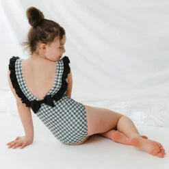 Mini Ruffle One-Piece, Houndstooth -Fashion Swimsuit 369A4431final