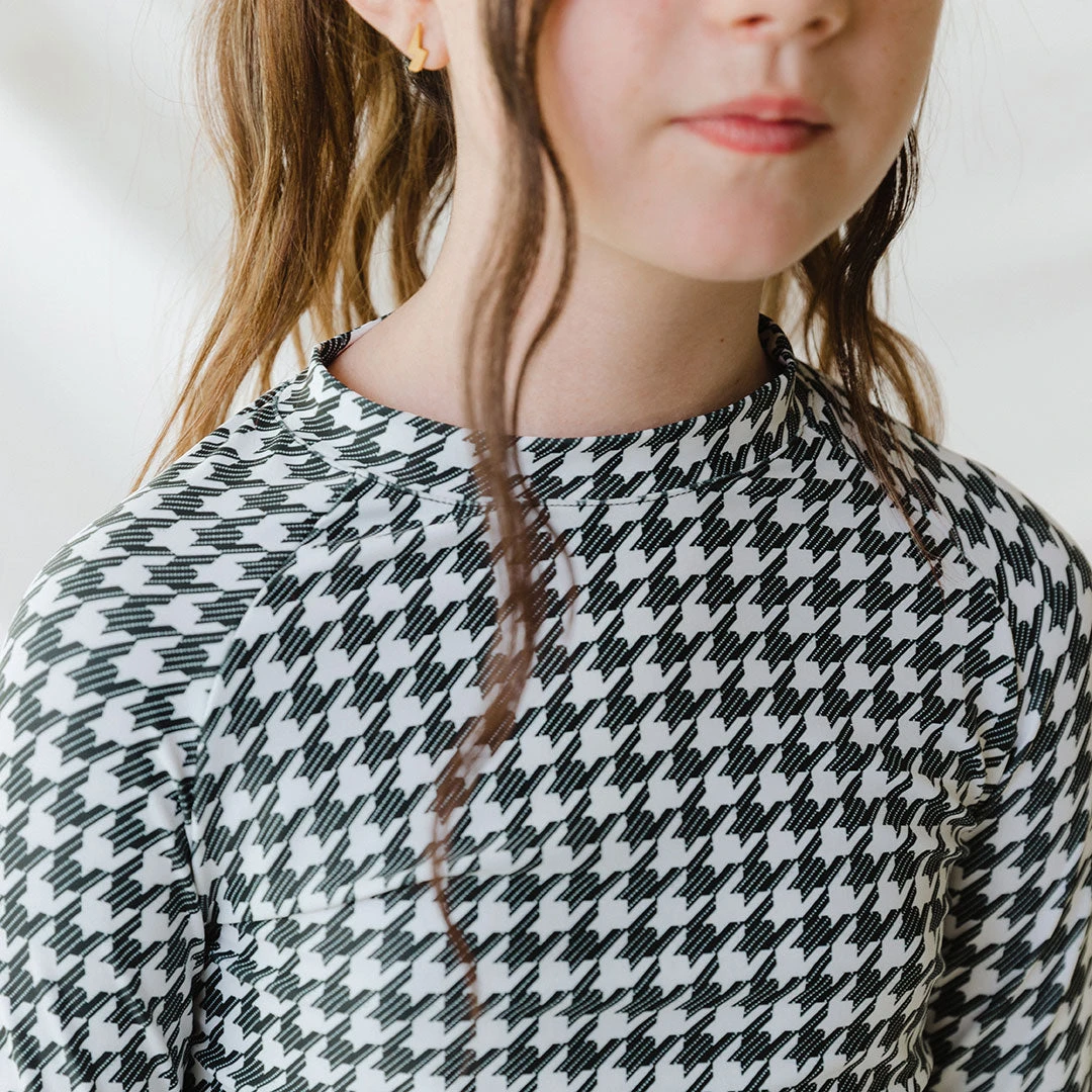 Mini Rash Guard Two-Piece Set, Houndstooth 5 Mini Rash Guard Two-Piece Set, Houndstooth - Image 5