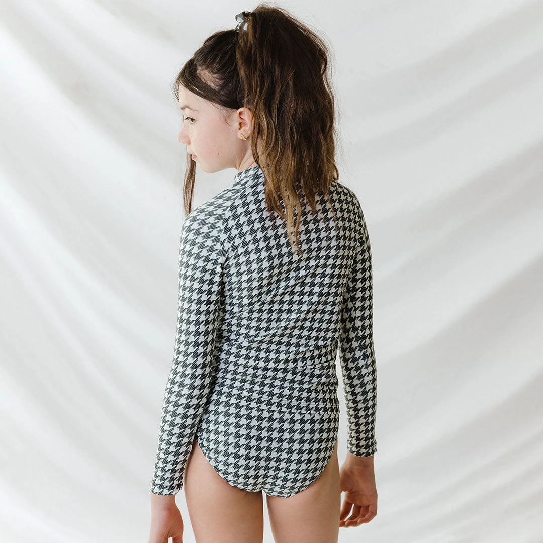 Mini Rash Guard Two-Piece Set, Houndstooth 4 Mini Rash Guard Two-Piece Set, Houndstooth - Image 4