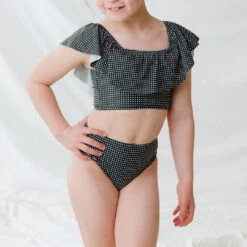 Mini Wave Two-Piece Set, Black Checkers -Fashion Swimsuit 369A4684final