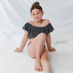 Mini Wave Two-Piece Set, Black Checkers -Fashion Swimsuit 369A4729final