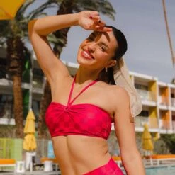 Echo Swim Top, Magenta Check -Fashion Swimsuit 369A4815final