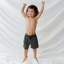 Black Checkers Jr. Swim Trunks -Fashion Swimsuit 369A4874final