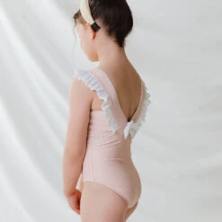 Mini Ruffle One-Piece, Pink Checkers -Fashion Swimsuit 369A5203final