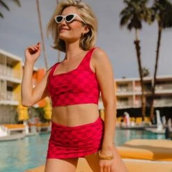 Magenta Check Ruched Swim Skirt 12 Magenta Check Ruched Swim Skirt -Fashion Swimsuit 369A5237final 2aaefcde 3956 4916 84bd 5f9285a2f050