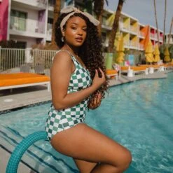Deep End One-Piece, Check Mate -Fashion Swimsuit 369A5548final