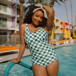 Deep End One-Piece, Check Mate -Fashion Swimsuit 369A5698final