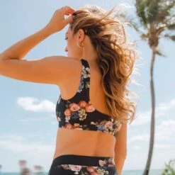 Deep V Bikini Top, Rose Black -Fashion Swimsuit 369A6321final