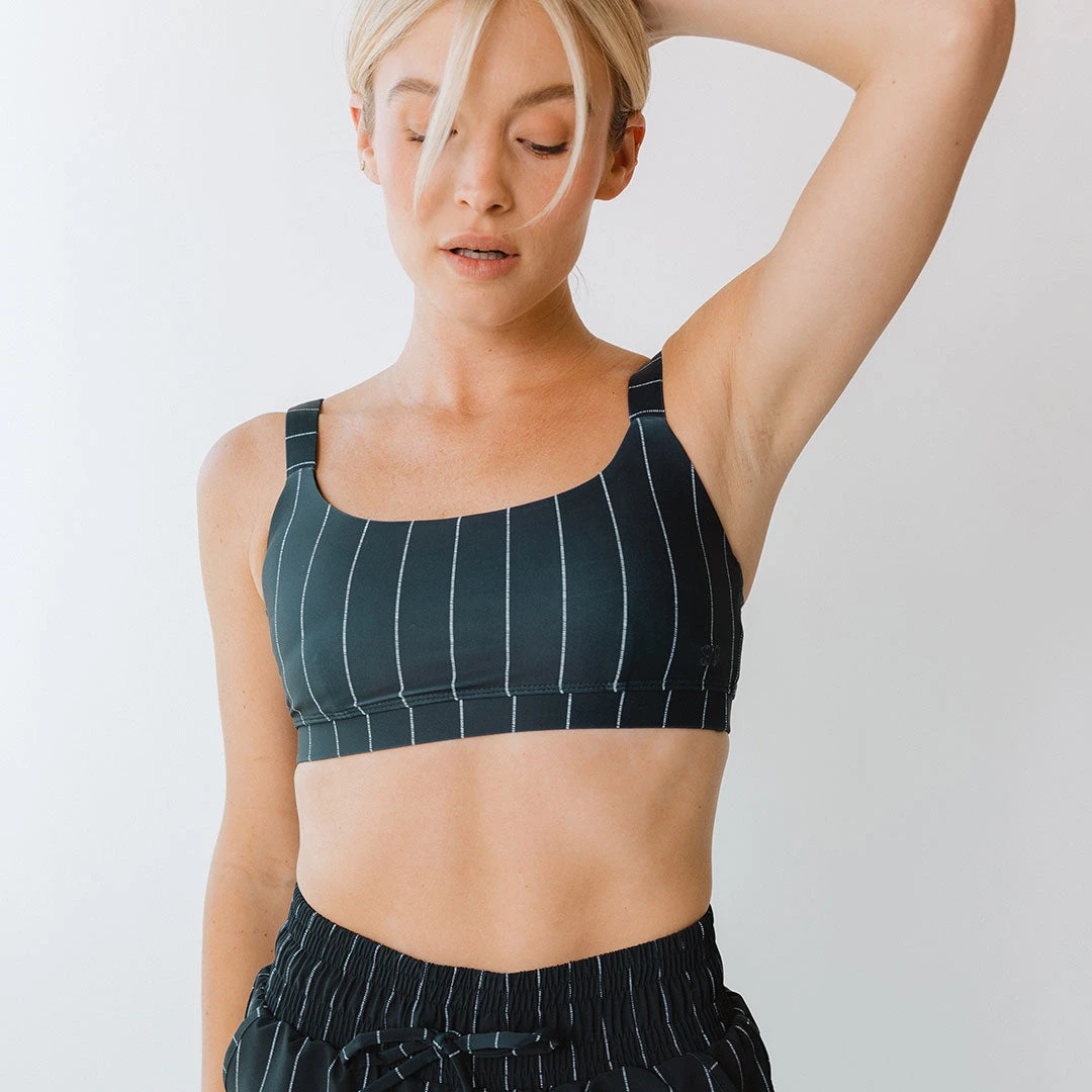 Momentum Bra, Navy Pinstripe 9 Momentum Bra, Navy Pinstripe - Image 9