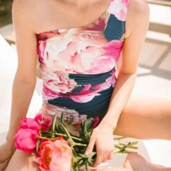 Icon Ruched One-Piece, Peony -Fashion Swimsuit 369A7662final