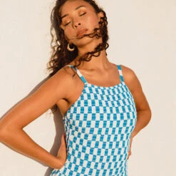 Smocked One-Piece, Blue Checkers -Fashion Swimsuit 369A7858final 43cad918 50aa 4396 a0c8 9f5612e96e92