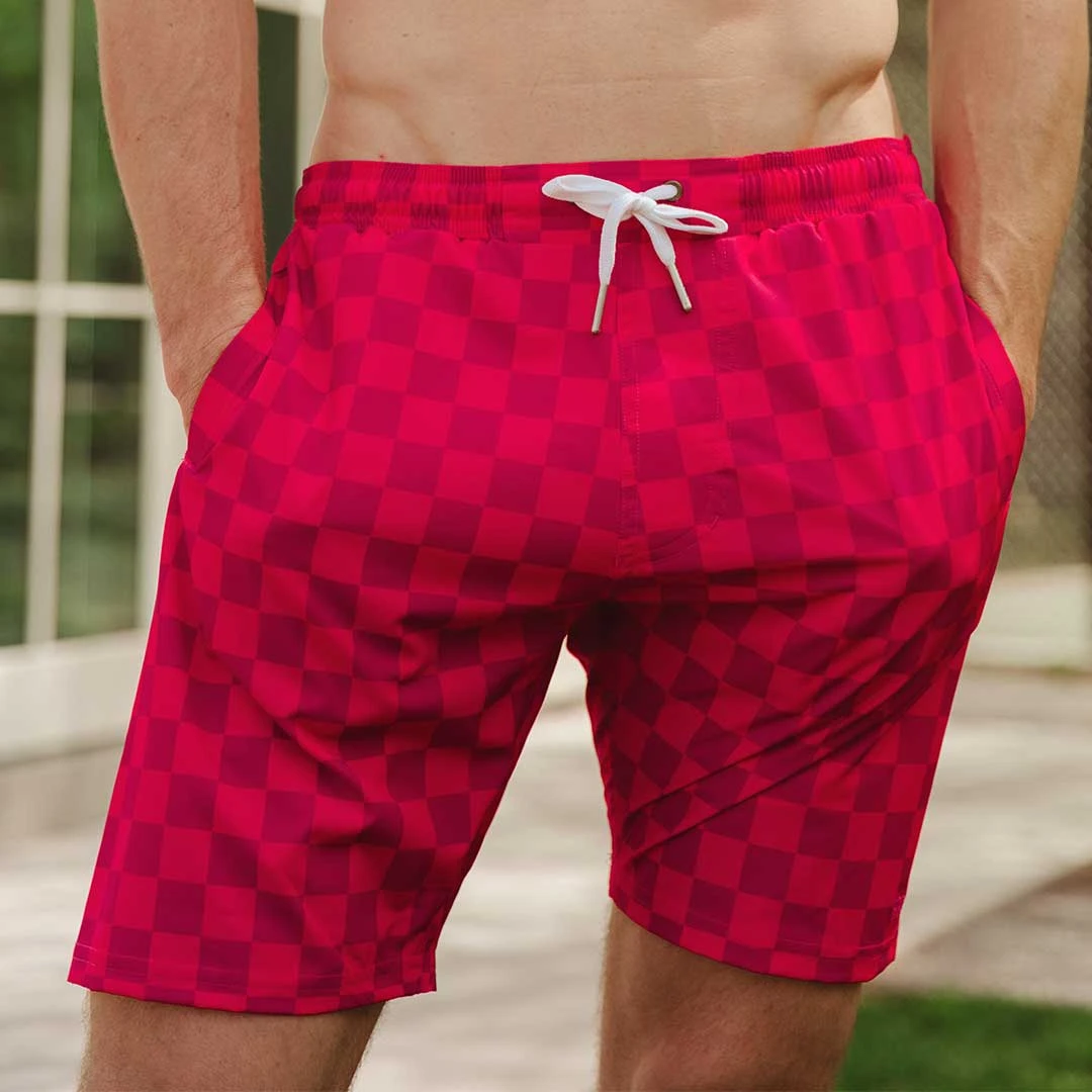 Wind And Sea Shorts, Magenta Check 1 Wind And Sea Shorts, Magenta Check