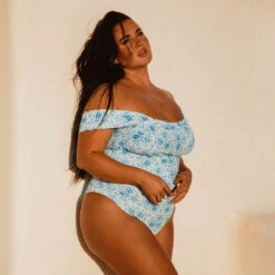 The Mykonos White Off Shoulder One-Piece -Fashion Swimsuit 369A7961final