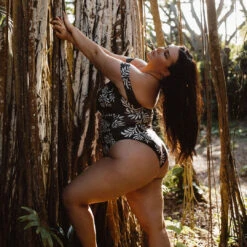 Chocolate Fern Off Shoulder One-Piece -Fashion Swimsuit 369A8045final