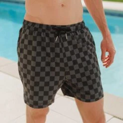 Wind And Sea Shorts 5" Inseam, Slate Checkers
