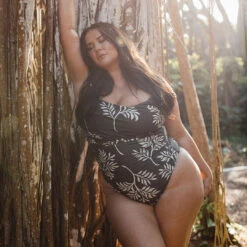 Chocolate Fern Off Shoulder One-Piece -Fashion Swimsuit 369A8081final