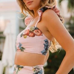 Rose Pink Bella Crop Top -Fashion Swimsuit 369A8092final