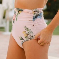 Rose Pink Ruched High-Waisted Bottoms 14 Rose Pink Ruched High-Waisted Bottoms -Fashion Swimsuit 369A8092final a68dc567 ab17 448d 93ae cbdbc0ea06b8