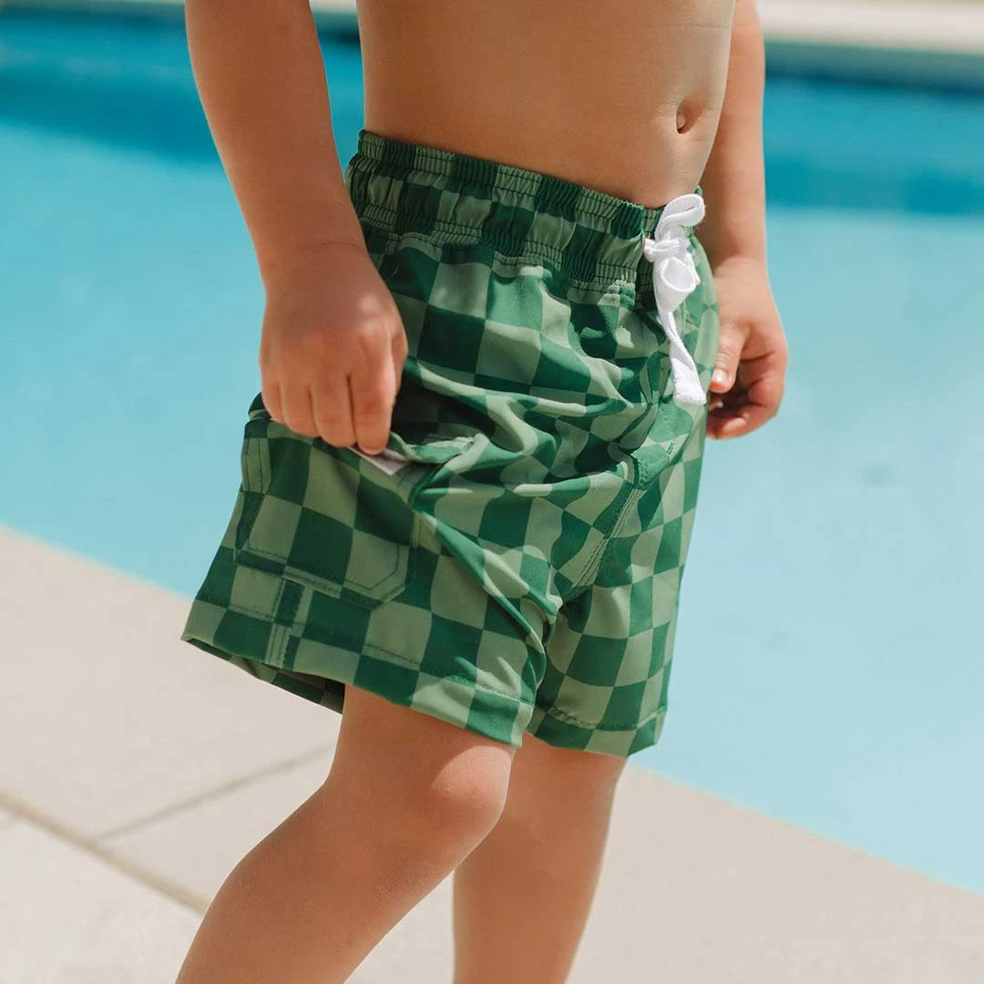 Green Check Jr. Swim Trunks 5 Green Check Jr. Swim Trunks - Image 5