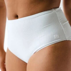 Blue Pinstripe High-Waisted Bottoms -Fashion Swimsuit 369A8793