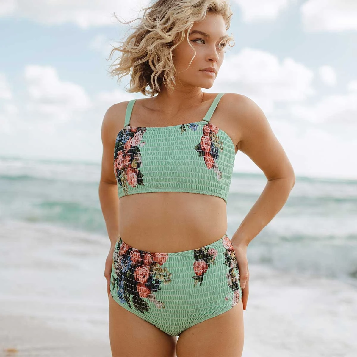 Rose Mint Smocked High-Waisted Bottoms 6 Rose Mint Smocked High-Waisted Bottoms - Image 6