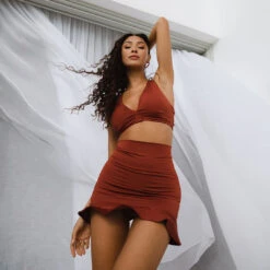 Cinnamon High-Waisted Swim Skirt -Fashion Swimsuit 369A9195final